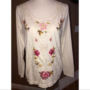 Sundance long sleeve embroidered t-shirt - L